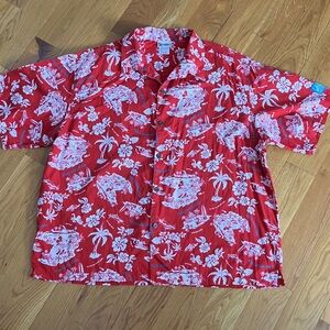 Disney Red and White Hawaiian Mickey Men's Shirt